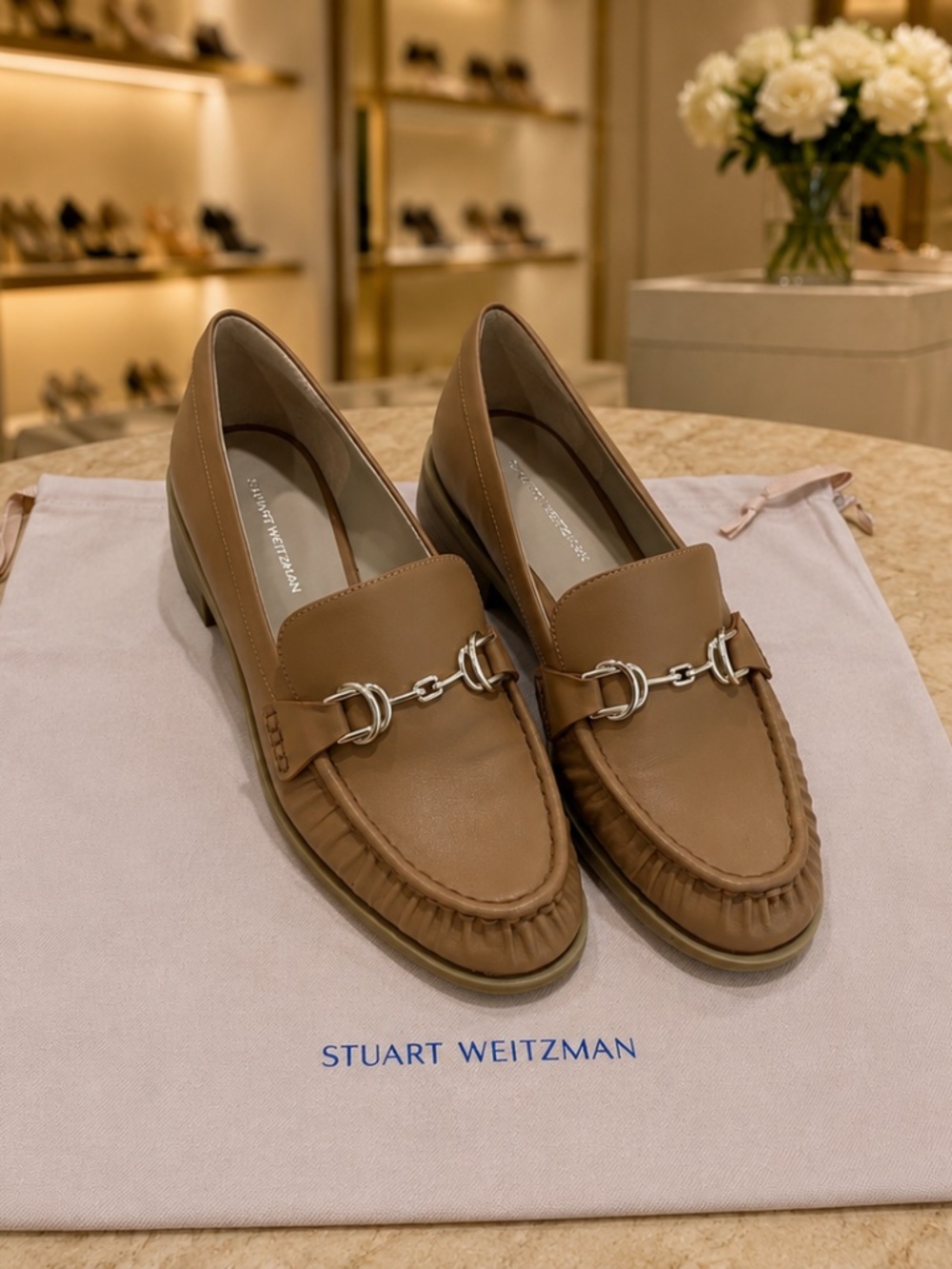 Stuart Weitzman Tan Leather Loafers (9)